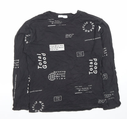Zara Boys Black Graphic Print Long Sleeve T-Shirt 11-12 Years