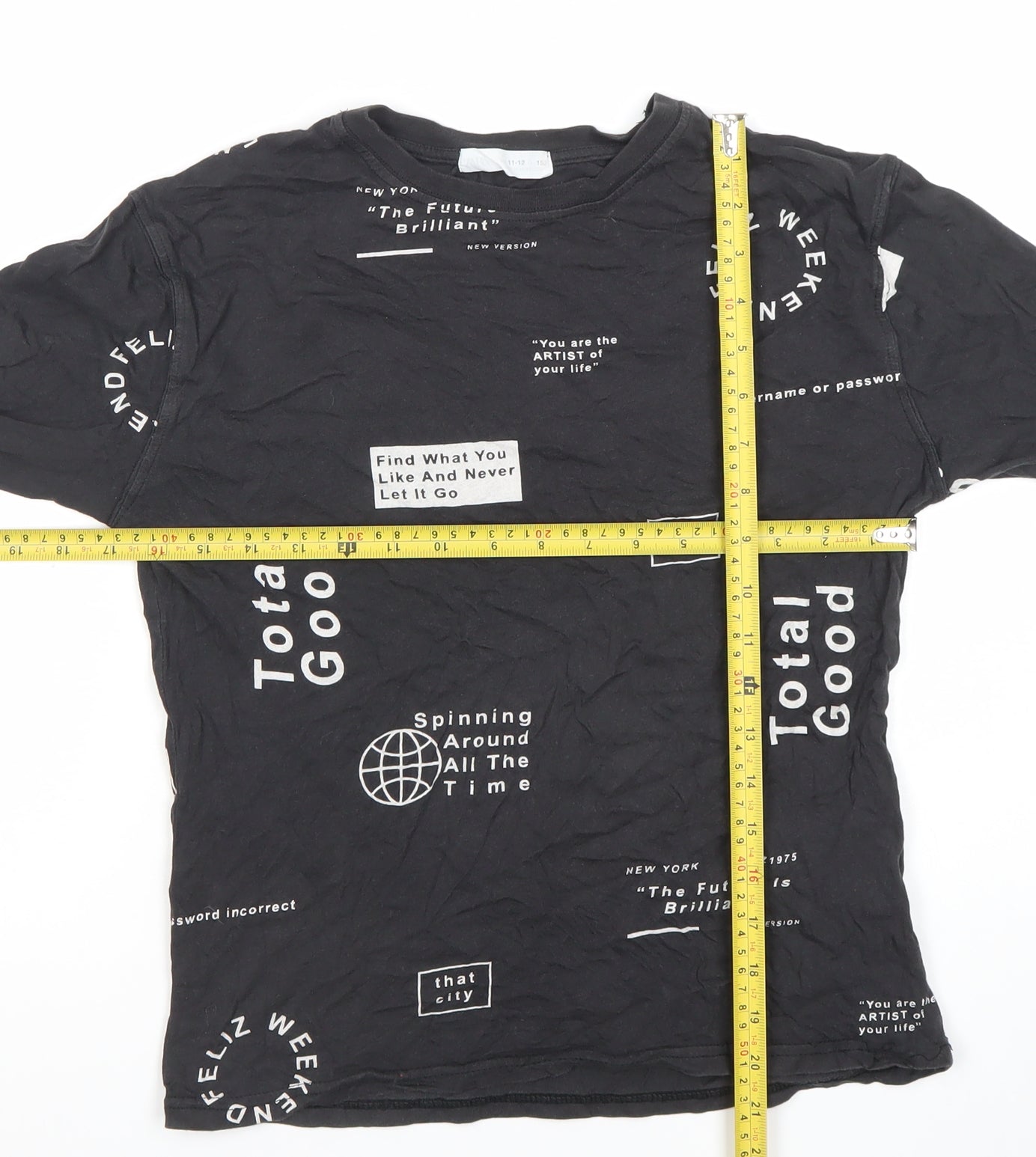 Zara Boys Black Graphic Print Long Sleeve T-Shirt 11-12 Years