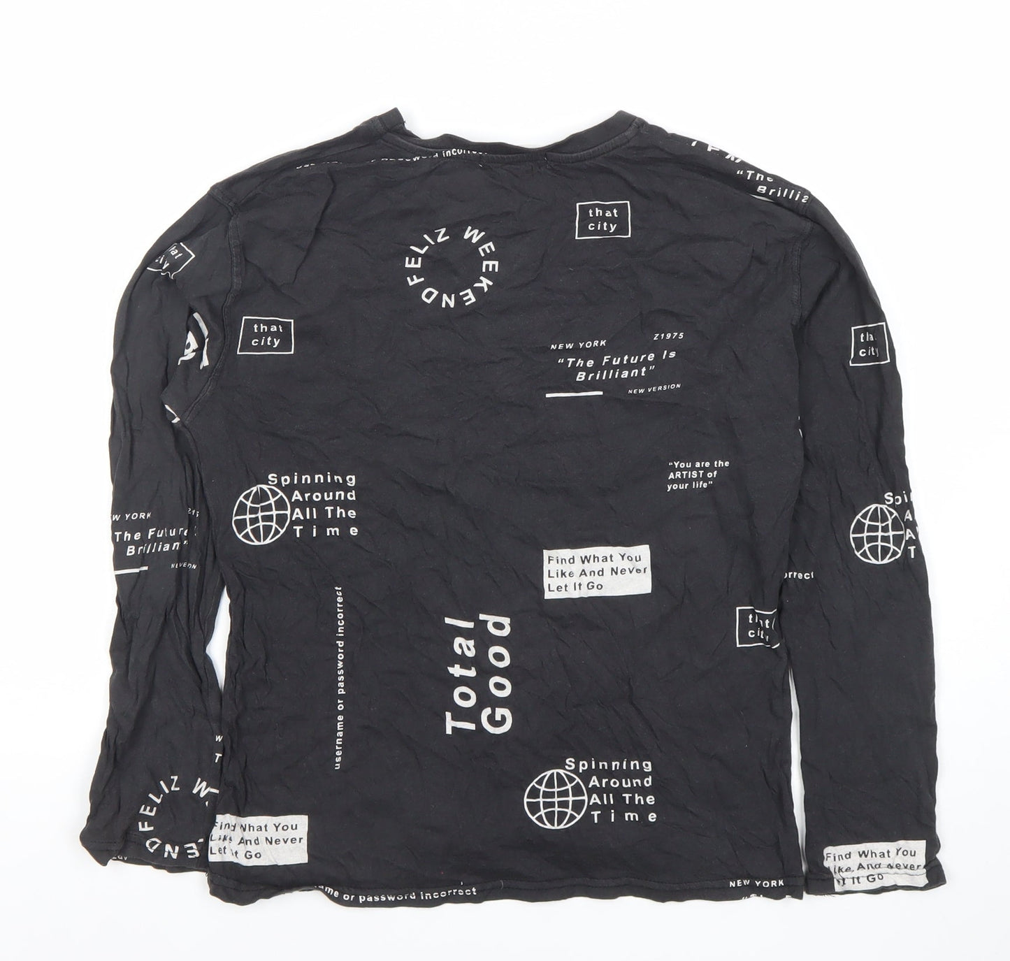 Zara Boys Black Graphic Print Long Sleeve T-Shirt 11-12 Years