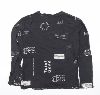 Zara Boys Black Graphic Print Long Sleeve T-Shirt 11-12 Years