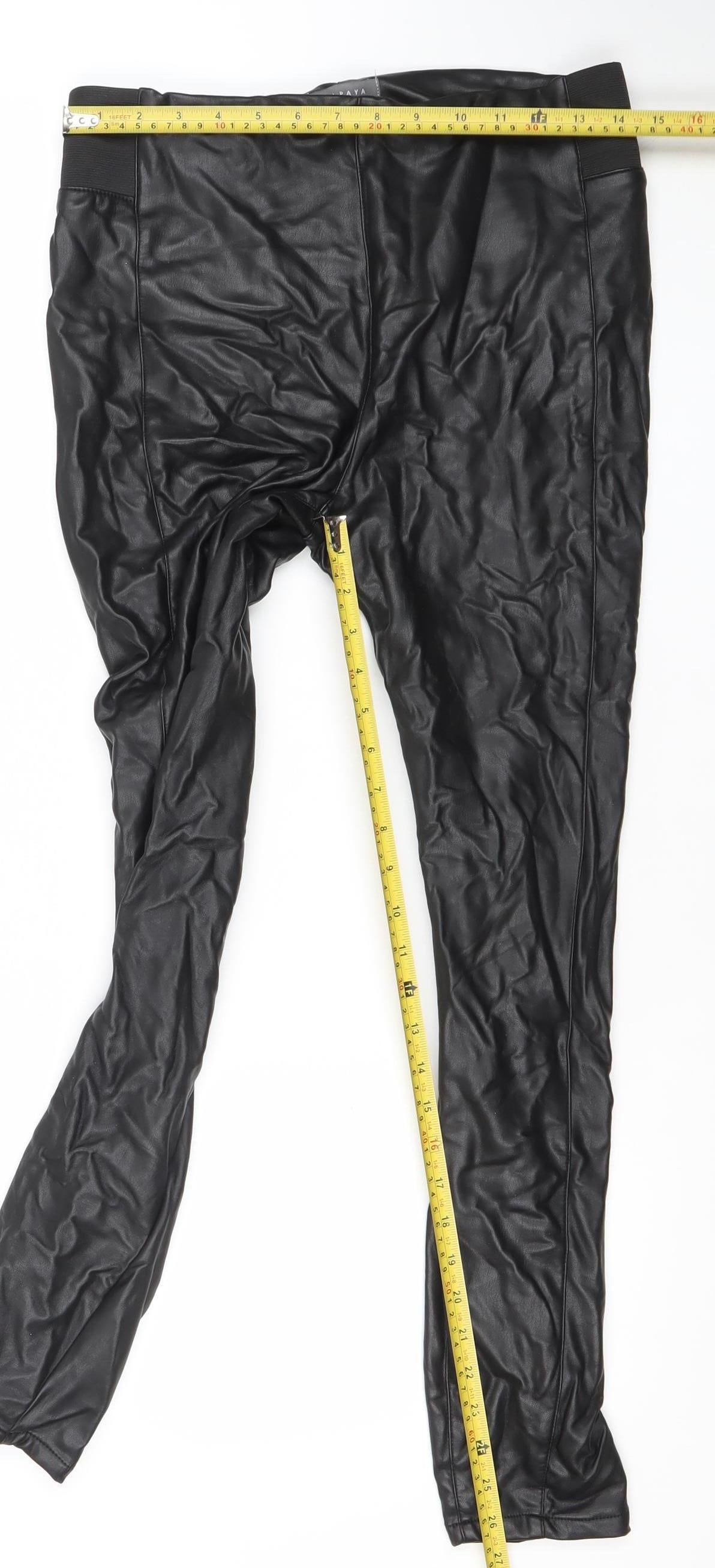 Matalan Womens Black Faux Leather Leggings Size 12 Stretch Slim Fit