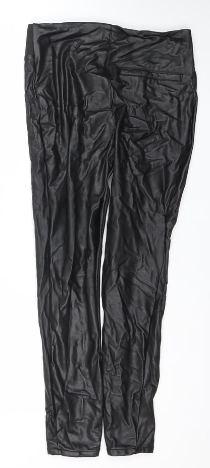 Matalan Womens Black Faux Leather Leggings Size 12 Stretch Slim Fit
