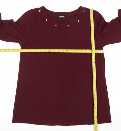 Urban Mist Women Red Long Sleeve Bow Accent Tunic Blouse Size M