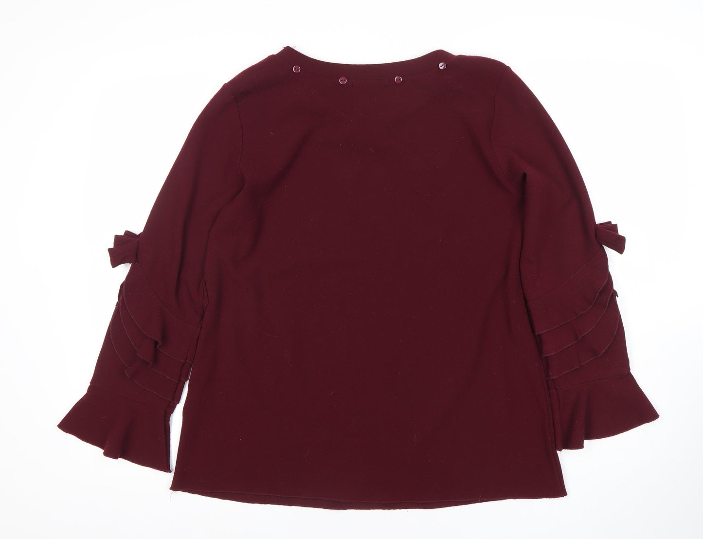 Urban Mist Women Red Long Sleeve Bow Accent Tunic Blouse Size M