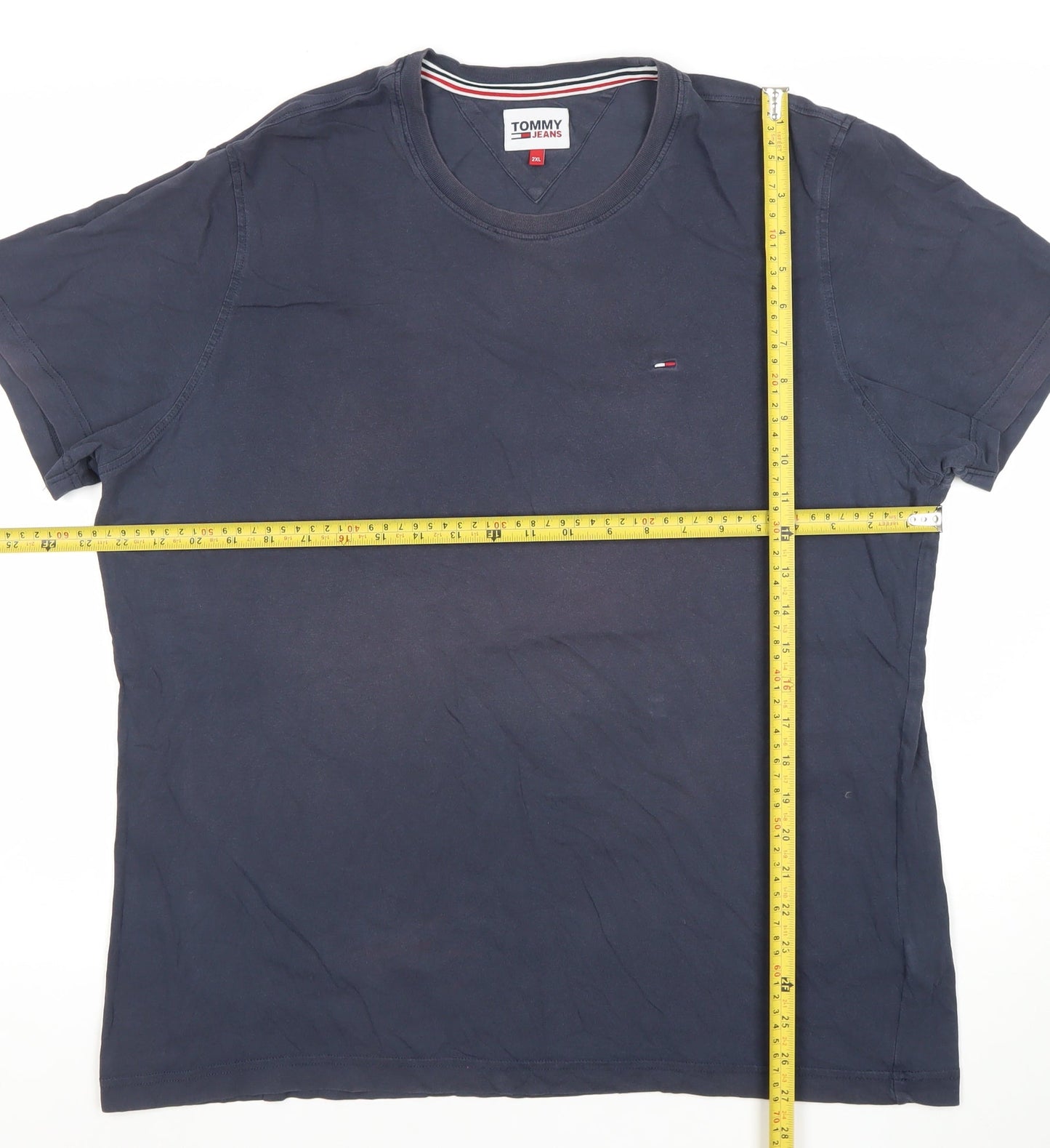 Tommy Jeans Men's Blue 2XL Crew Neck Cotton T-Shirt