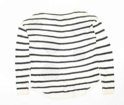 ONLY Womens Black White Striped Polka Dot Knit Jumper Size S