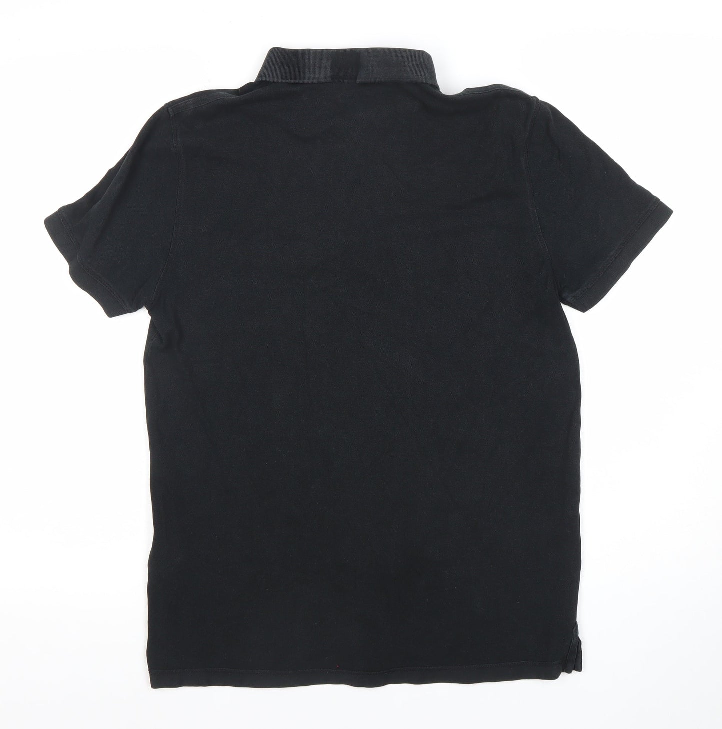 AllSaints Men’s Black Polo Shirt Size M Short Sleeve Cotton