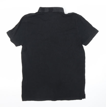 AllSaints Men’s Black Polo Shirt Size M Short Sleeve Cotton