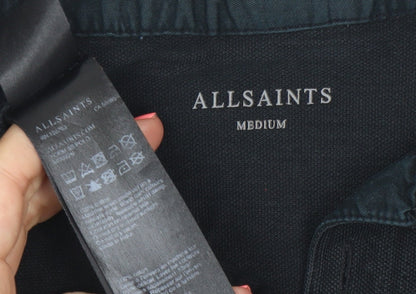 AllSaints Men’s Black Polo Shirt Size M Short Sleeve Cotton