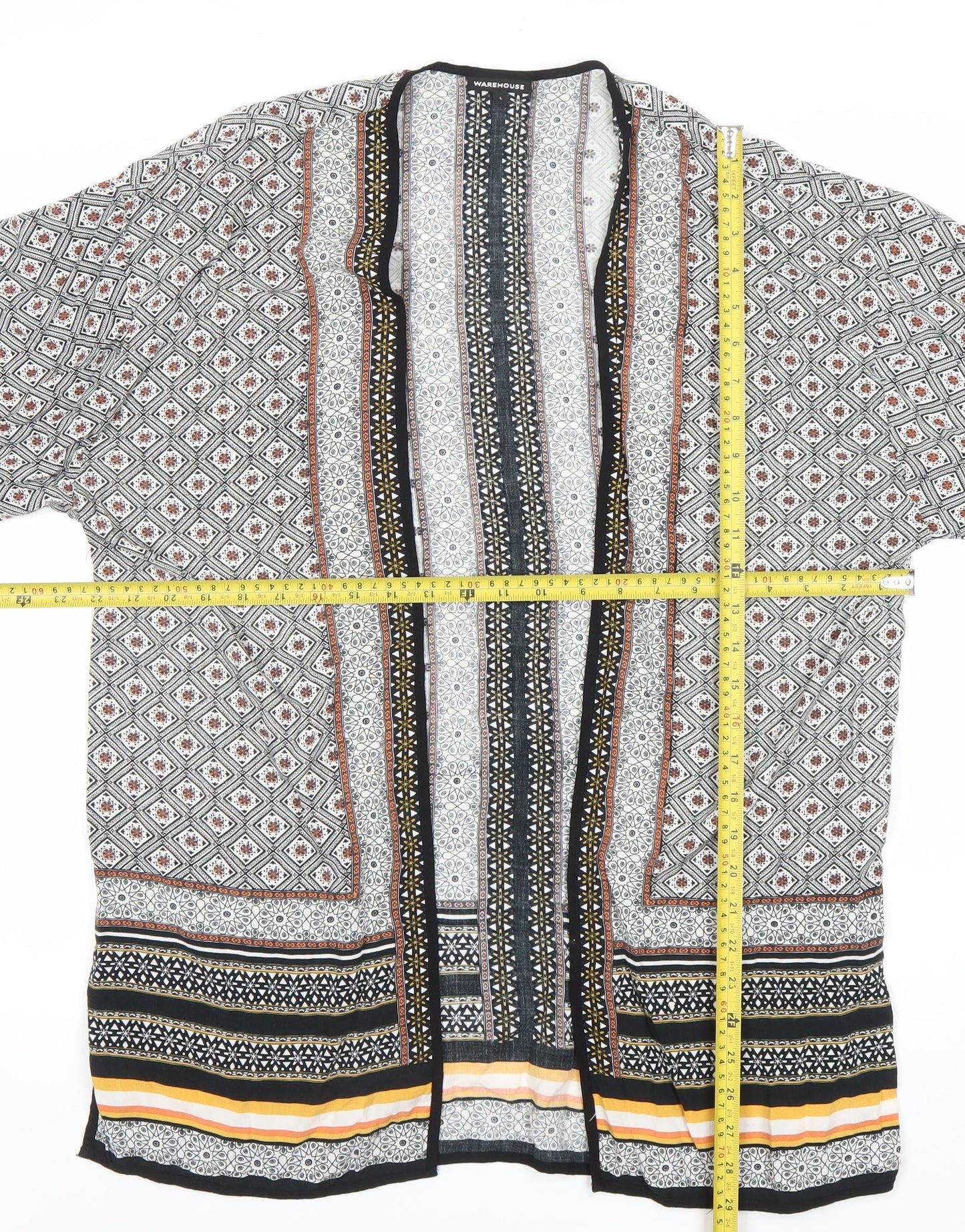 Warehouse Women’s Multicoloured Kimono Blouse Size L Geometric Viscose