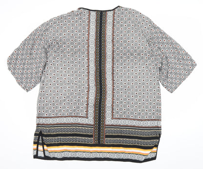Warehouse Women’s Multicoloured Kimono Blouse Size L Geometric Viscose