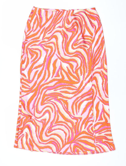 Dunnes Stores Womens Pink Orange Animal Print Pencil Skirt Size 12