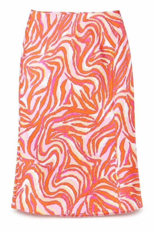 Dunnes Stores Womens Pink Orange Animal Print Pencil Skirt Size 12