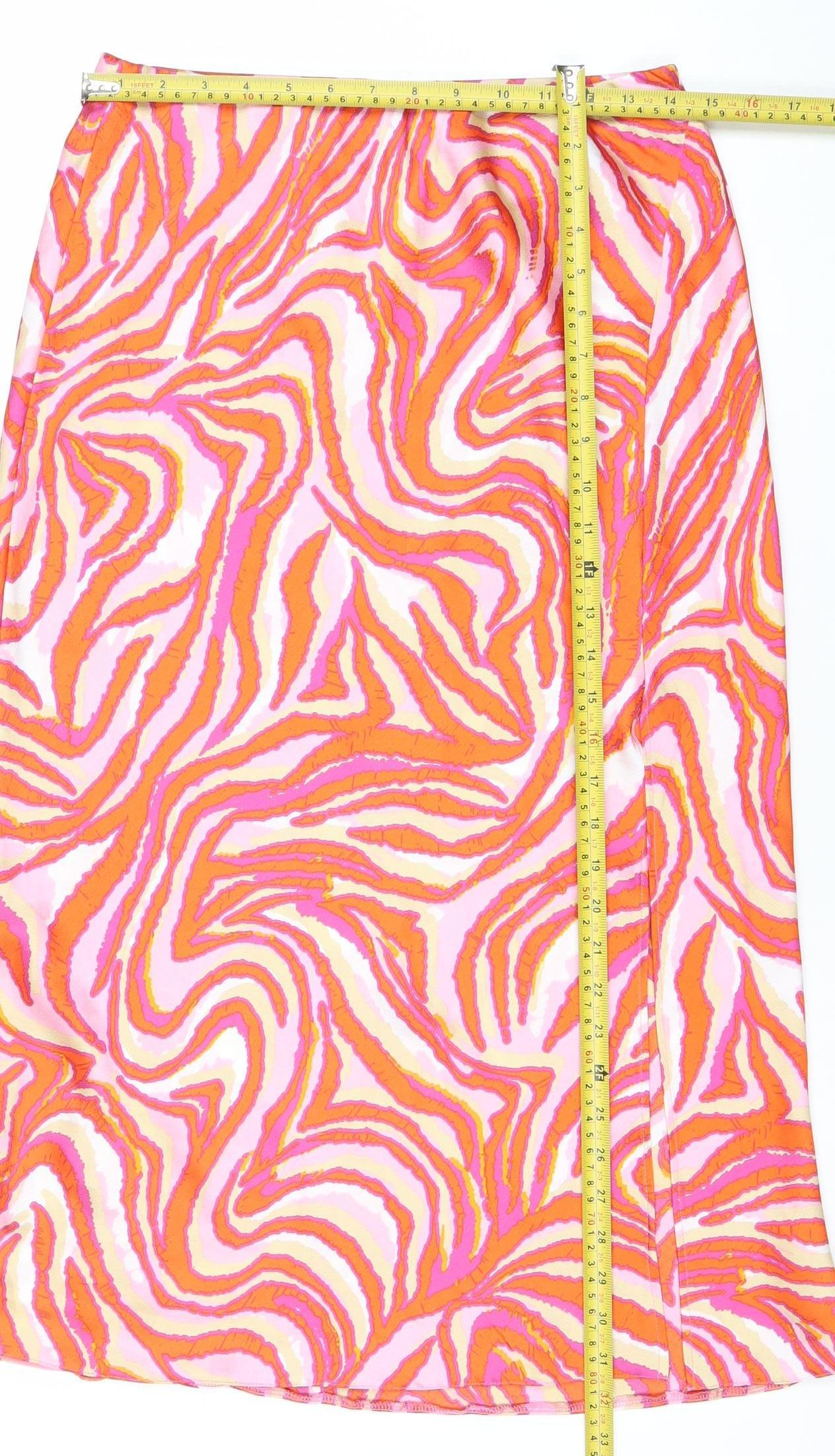 Dunnes Stores Womens Pink Orange Animal Print Pencil Skirt Size 12