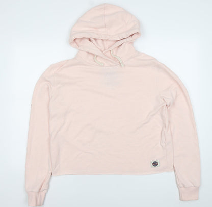 Superdry Womens Pink Pullover Hoodie Size M Cotton Blend
