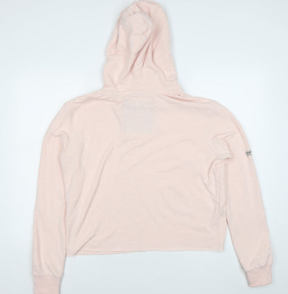 Superdry Womens Pink Pullover Hoodie Size M Cotton Blend