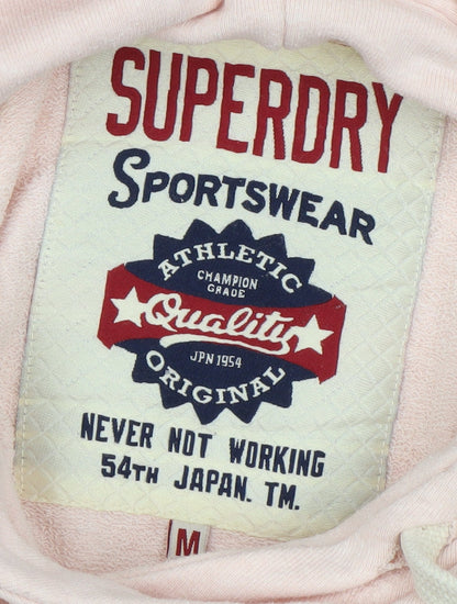 Superdry Womens Pink Pullover Hoodie Size M Cotton Blend