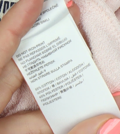 Superdry Womens Pink Pullover Hoodie Size M Cotton Blend