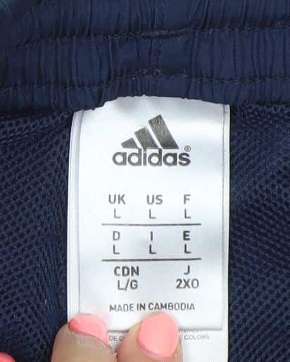 Adidas Men’s Blue Track Pants L Elastic Waist Side Stripe