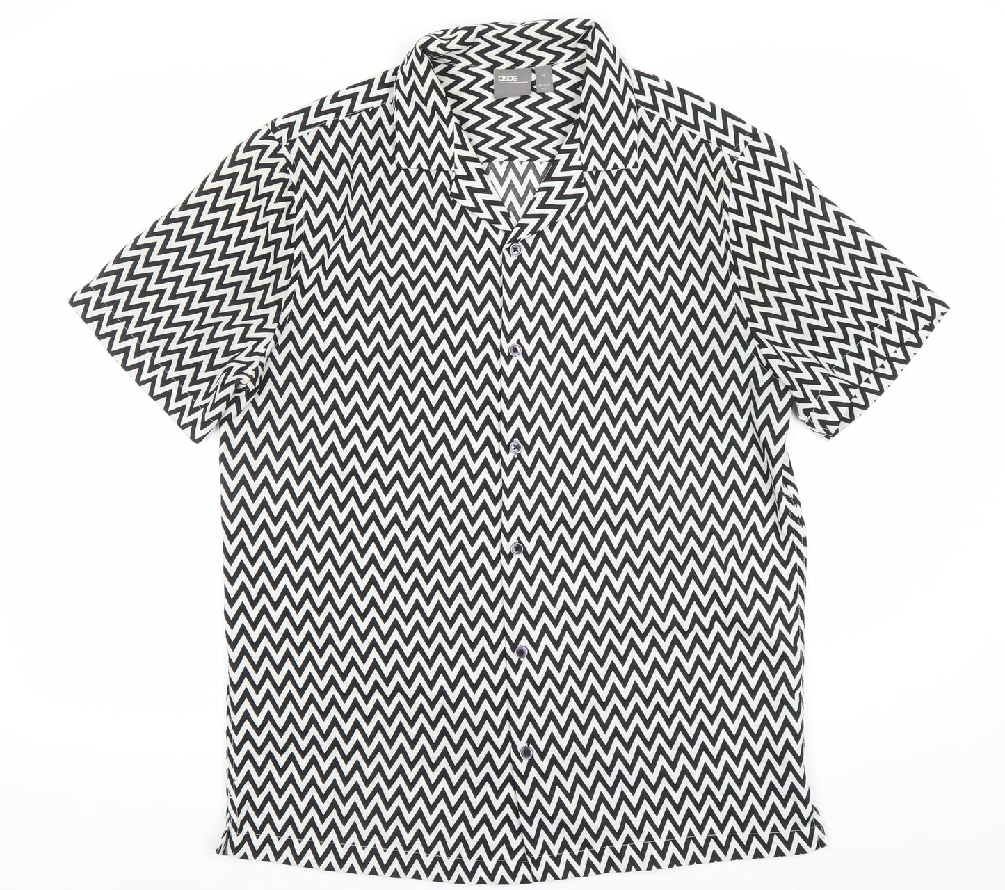 ASOS Unisex Black White Geometric Button-Up Shirt Size M