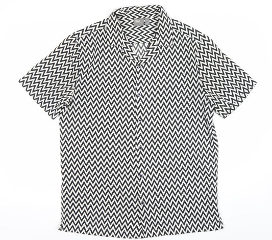 ASOS Unisex Black White Geometric Button-Up Shirt Size M