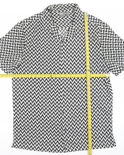 ASOS Unisex Black White Geometric Button-Up Shirt Size M