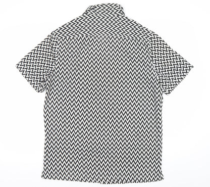 ASOS Unisex Black White Geometric Button-Up Shirt Size M