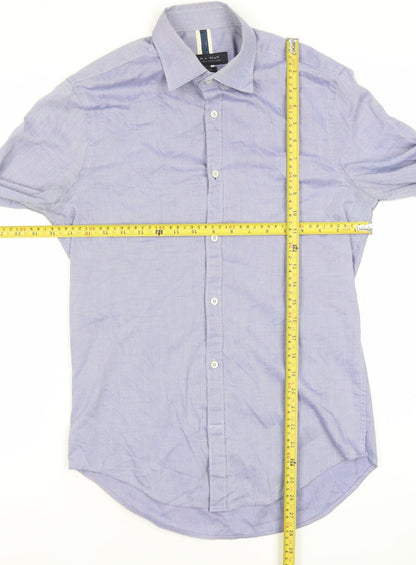Zara Man Slim Fit Blue Striped Cotton Long Sleeve Shirt S