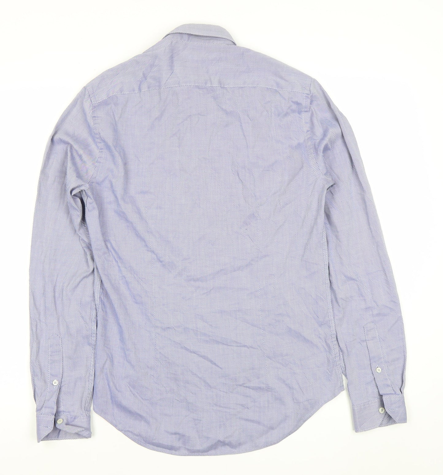 Zara Man Slim Fit Blue Striped Cotton Long Sleeve Shirt S