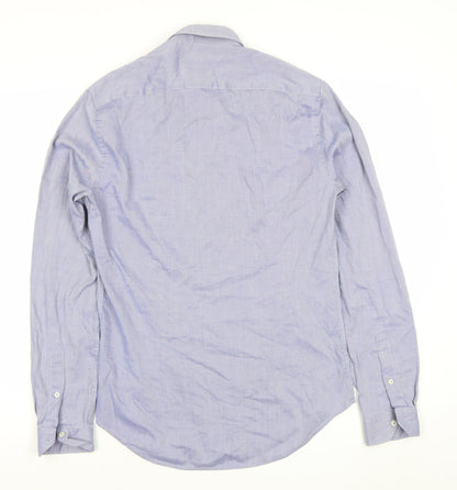 Zara Man Slim Fit Blue Striped Cotton Long Sleeve Shirt S