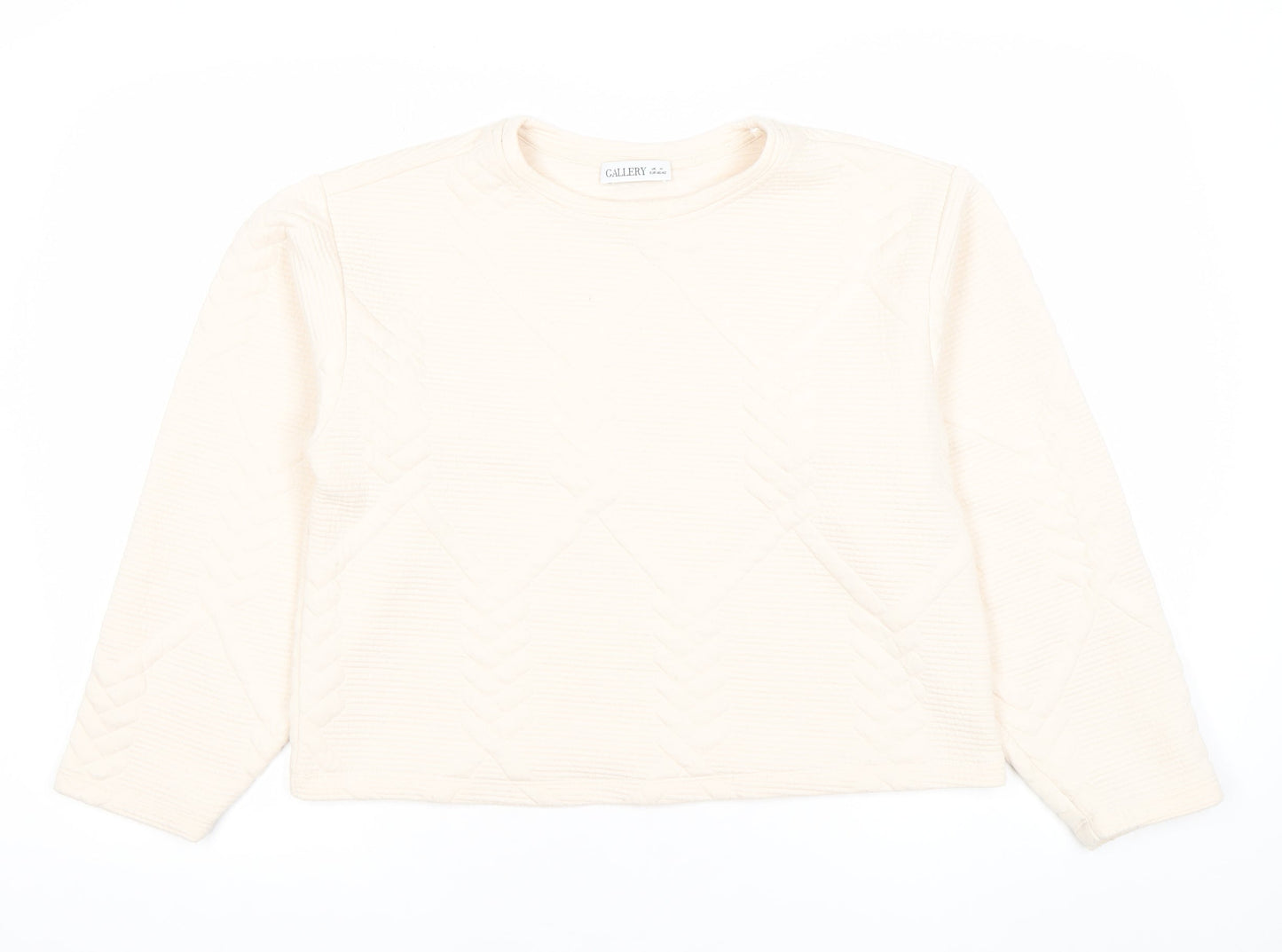 Gallery Women Ivory Long Sleeve Pullover Sweatshirt Medium