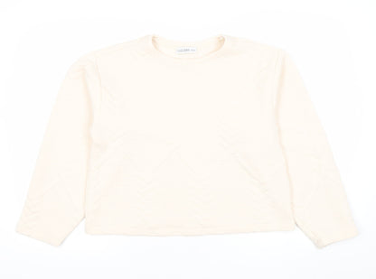 Gallery Women Ivory Long Sleeve Pullover Sweatshirt Medium