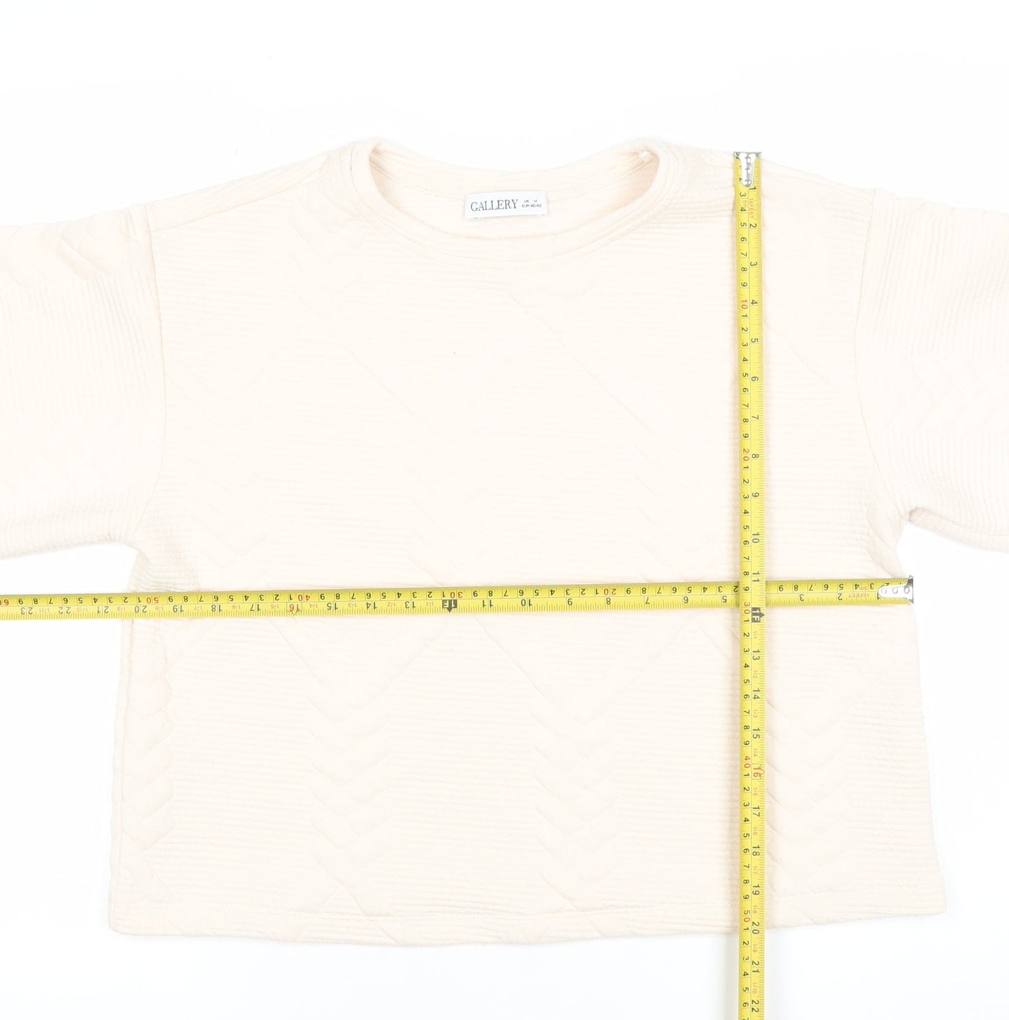Gallery Women Ivory Long Sleeve Pullover Sweatshirt Medium