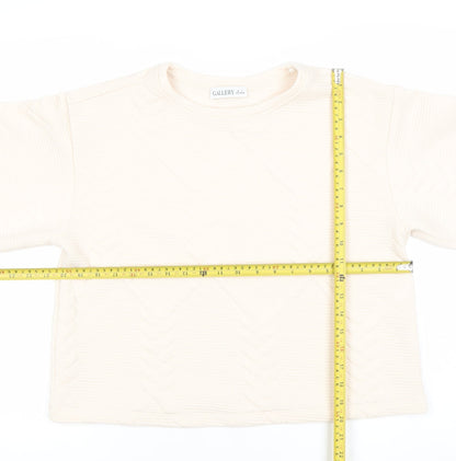 Gallery Women Ivory Long Sleeve Pullover Sweatshirt Medium