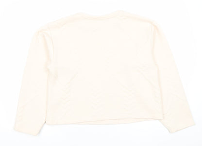 Gallery Women Ivory Long Sleeve Pullover Sweatshirt Medium