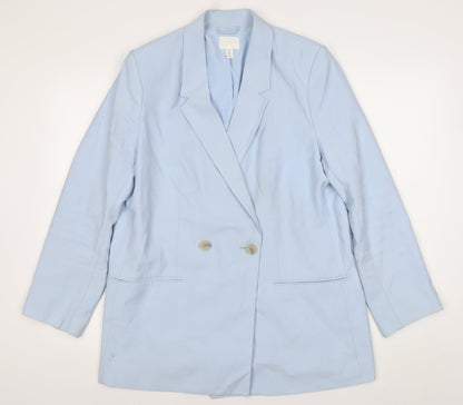 H&M Women’s Blue Double-Breasted Blazer Size 12 Regular