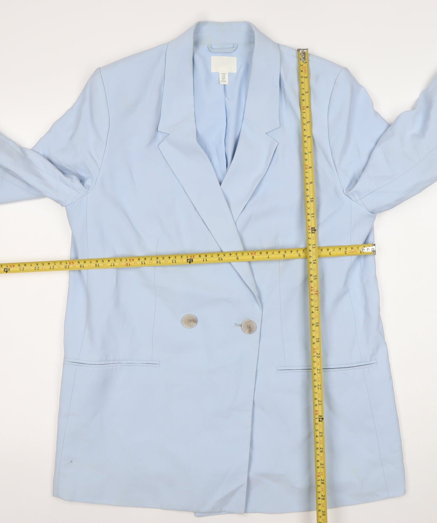H&M Women’s Blue Double-Breasted Blazer Size 12 Regular