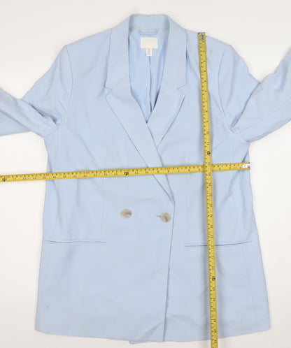 H&M Women’s Blue Double-Breasted Blazer Size 12 Regular