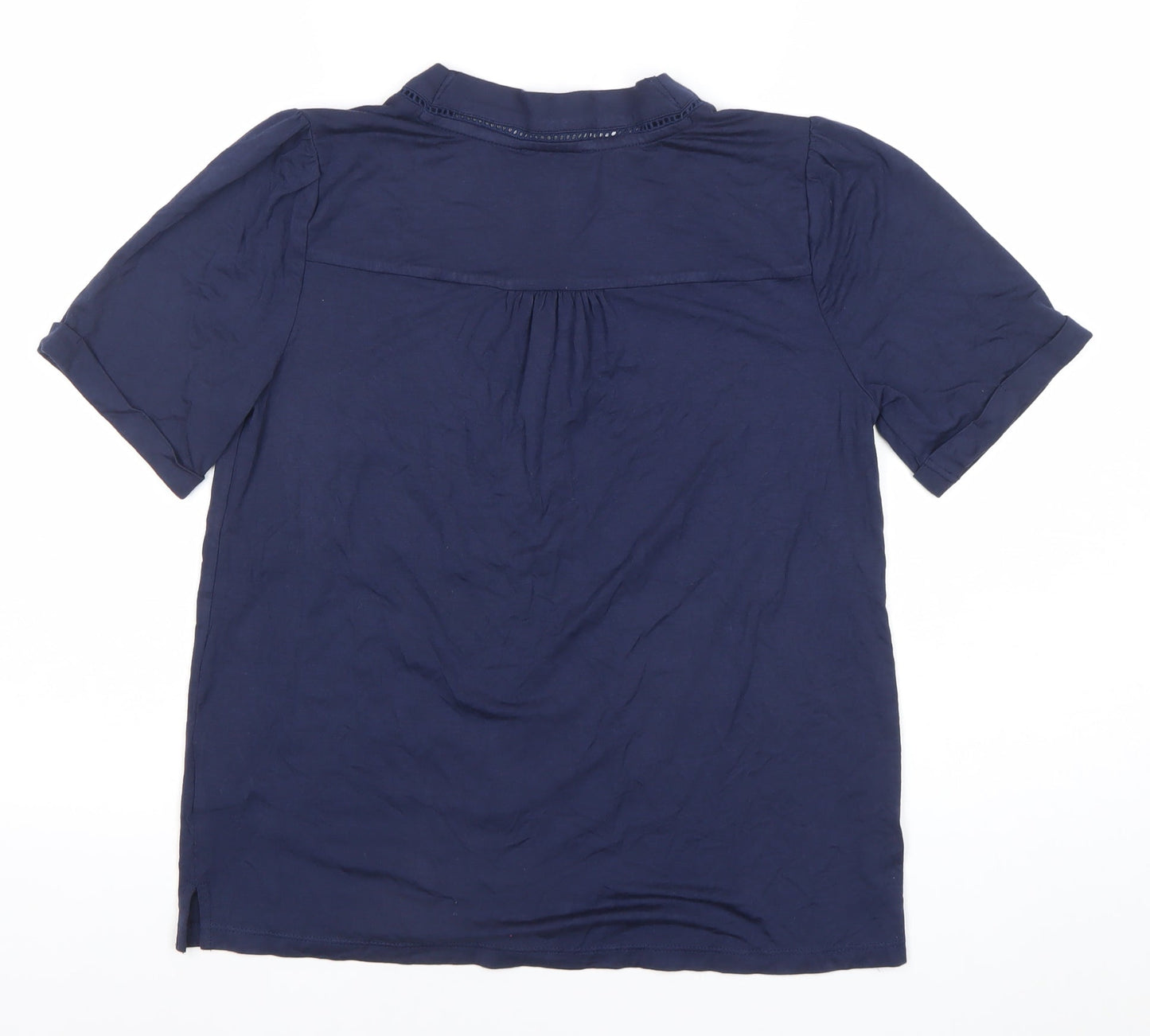 Pure Collection Womens Blue Size 8 Button Up V-Neck Top