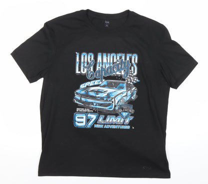 ROMWE Women’s Black Graphic Racing Car Print T-Shirt Size 22