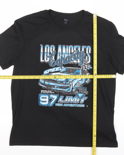 ROMWE Women’s Black Graphic Racing Car Print T-Shirt Size 22