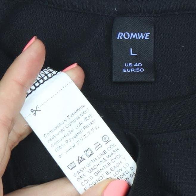 ROMWE Women’s Black Graphic Racing Car Print T-Shirt Size 22