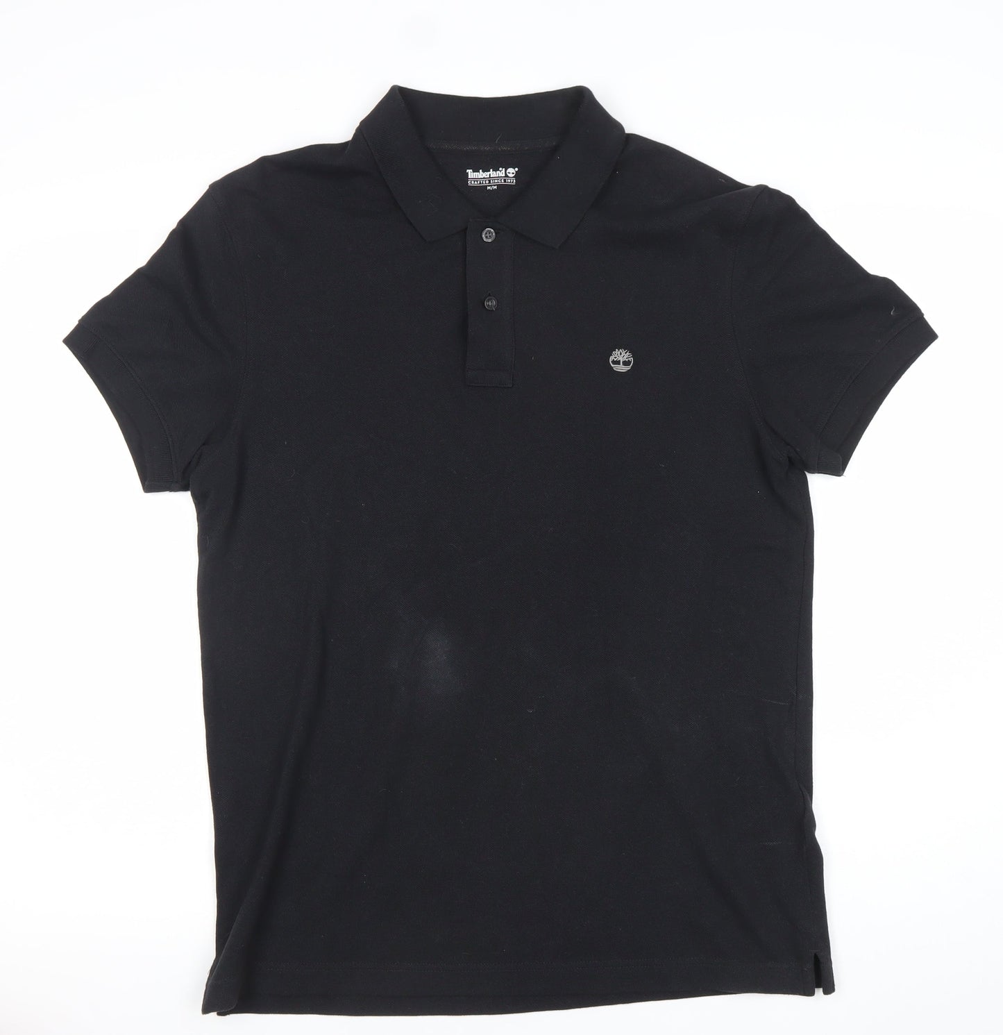 Timberland Men’s Black Cotton Polo Shirt M Regular Fit Logo Casual