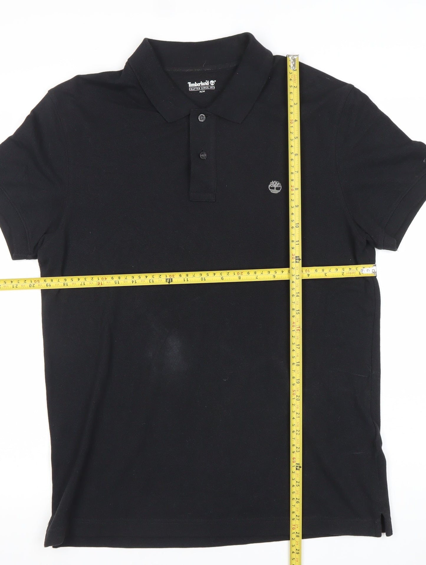 Timberland Men’s Black Cotton Polo Shirt M Regular Fit Logo Casual
