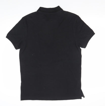 Timberland Men’s Black Cotton Polo Shirt M Regular Fit Logo Casual