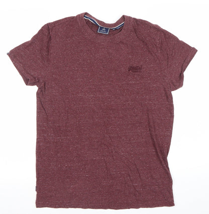 Superdry Men's Red Crew Neck Cotton T-Shirt Size M Short Sleeve