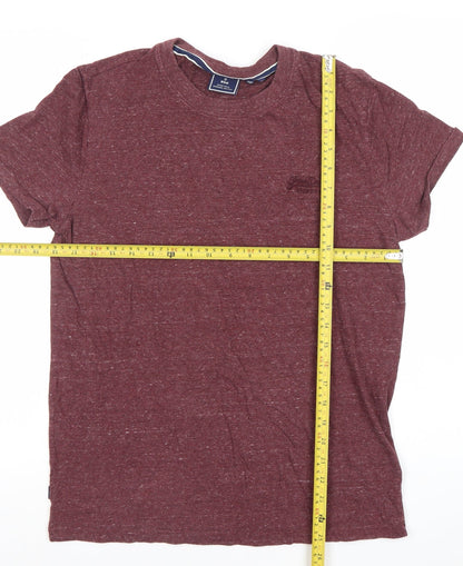 Superdry Men's Red Crew Neck Cotton T-Shirt Size M Short Sleeve