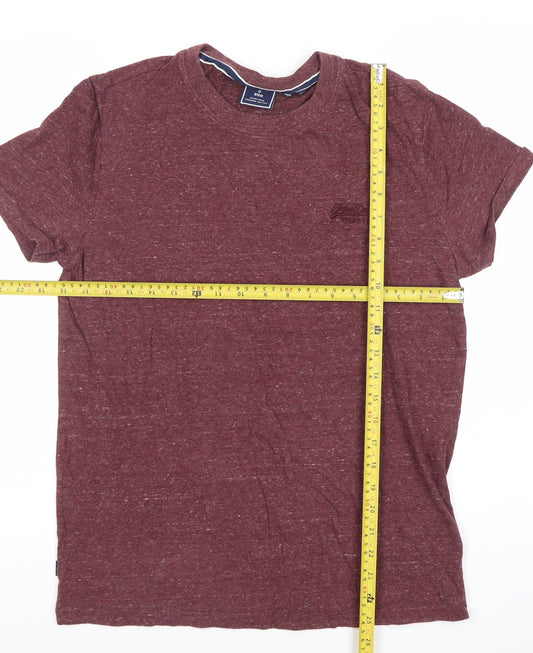 Superdry Men's Red Crew Neck Cotton T-Shirt Size M Short Sleeve