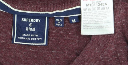 Superdry Men's Red Crew Neck Cotton T-Shirt Size M Short Sleeve