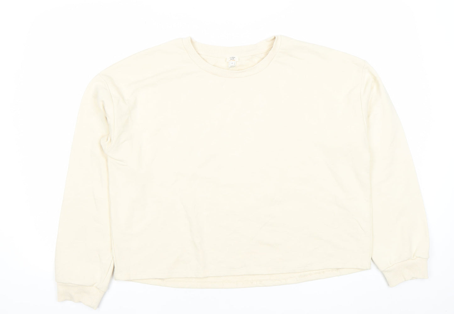 River Island Unisex Adults Beige Sweatshirt M Cotton Casual Crew Neck